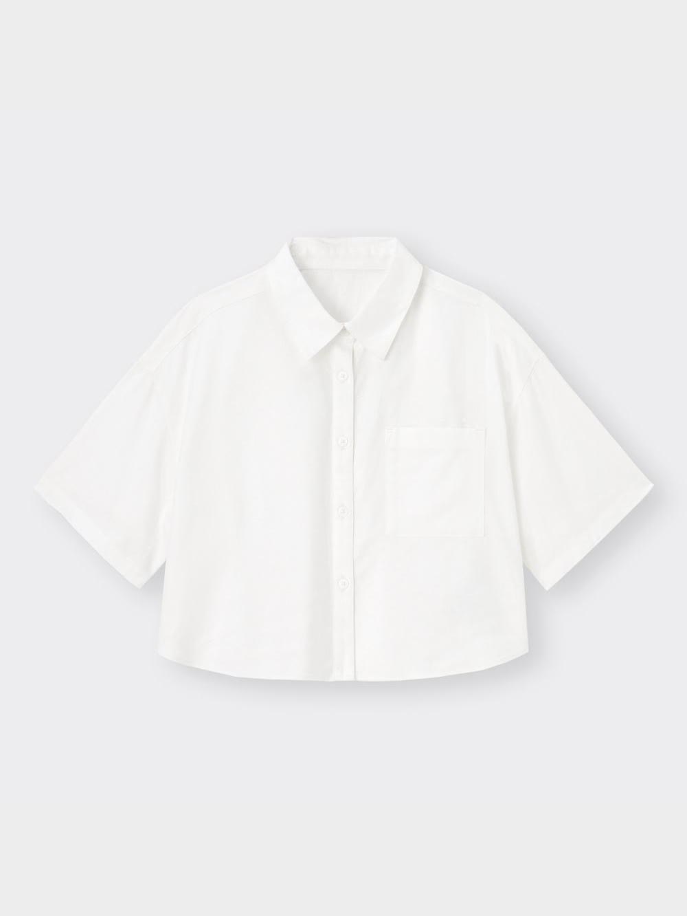 GU公式 | リネンブレンドクロップドシャツ(5分袖)