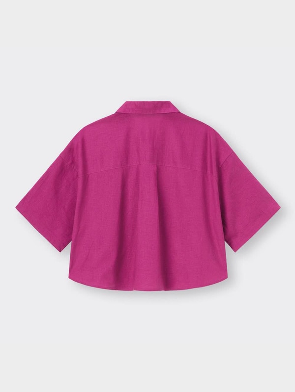 リネンブレンドクロップドシャツ(5分袖)