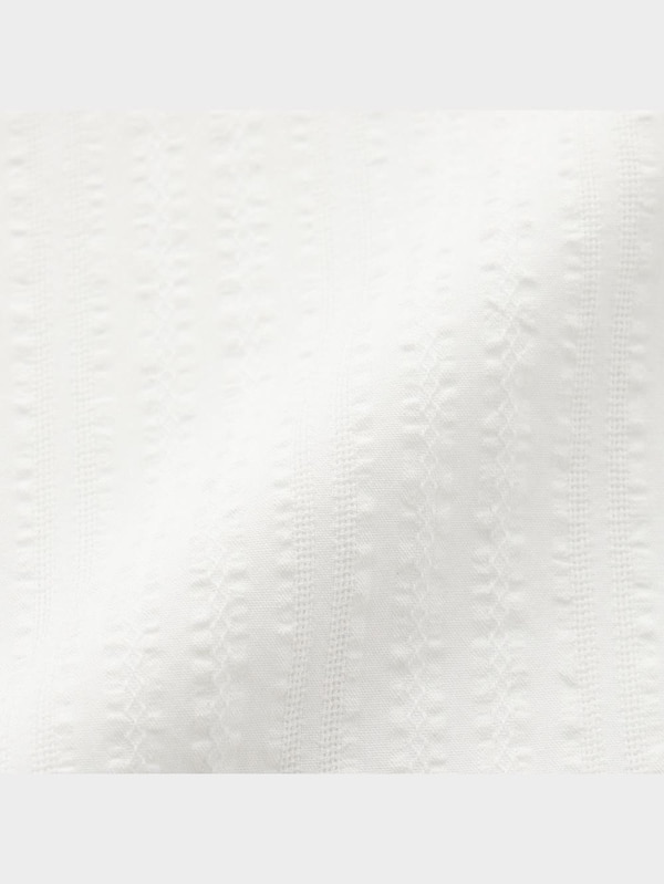 シアサッカーボリュームスリーブブラウス(5分袖)