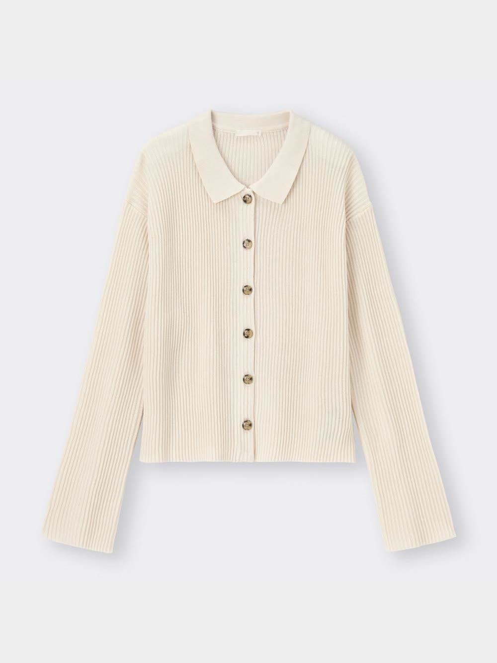 定番　WHITE　38 カーディガン　長袖　ひよけ GU公式 | ポロカーディガン(長袖)+X
