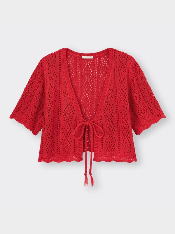 レーシークロップドカーディガン(半袖)YT+E