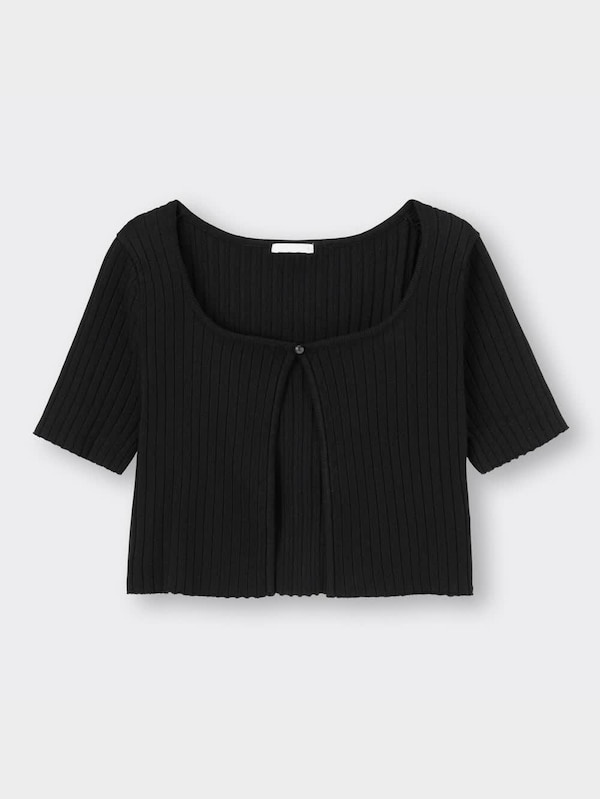 リブクロップドカーディガン(半袖)YT+E