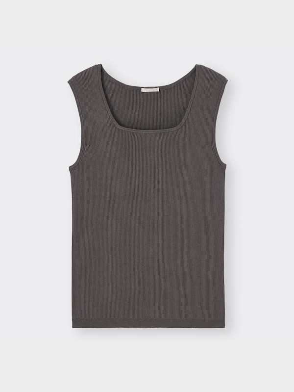 リブスクエアネックニットタンクトップ