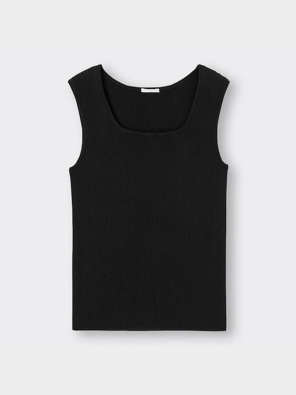 リブスクエアネックニットタンクトップ