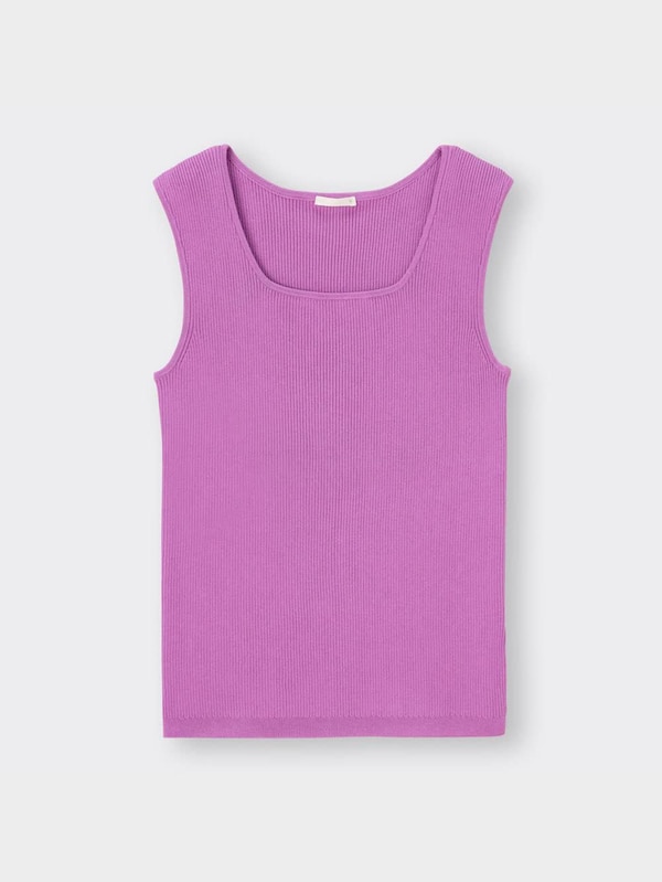 リブスクエアネックニットタンクトップ