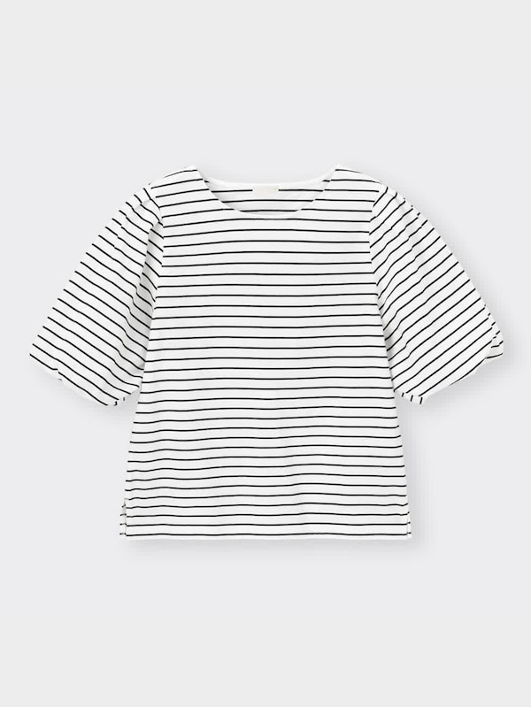 ボーダーバルーンスリーブT(5分袖)+E