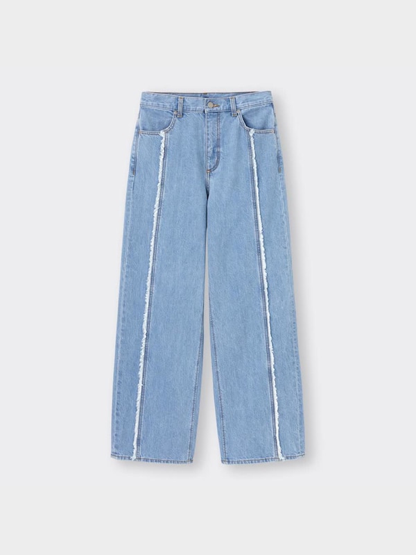 フリンジストレートジーンズYT+E