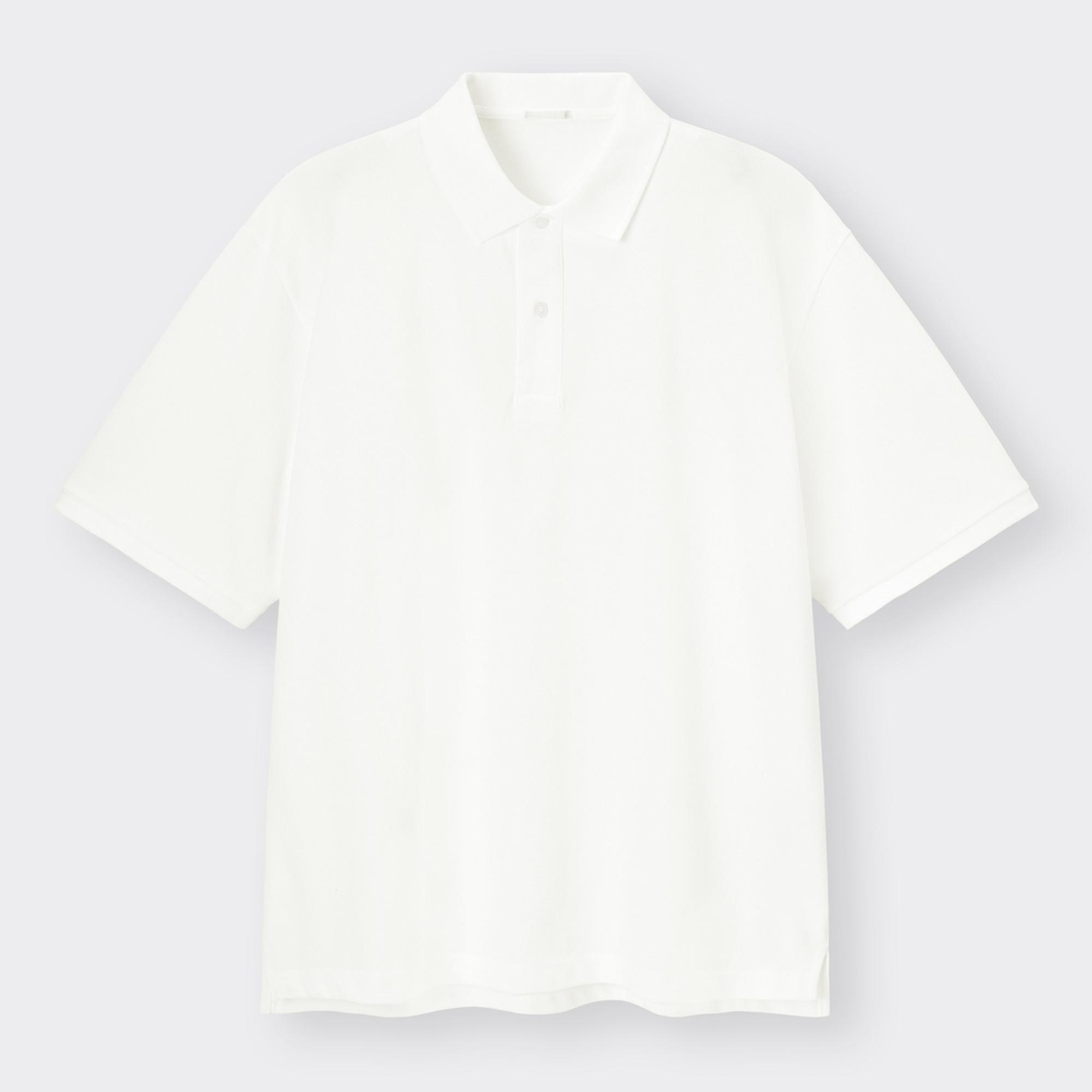 GU ポロシャツ(5分袖)　ブルー×ブラック　Sサイズ