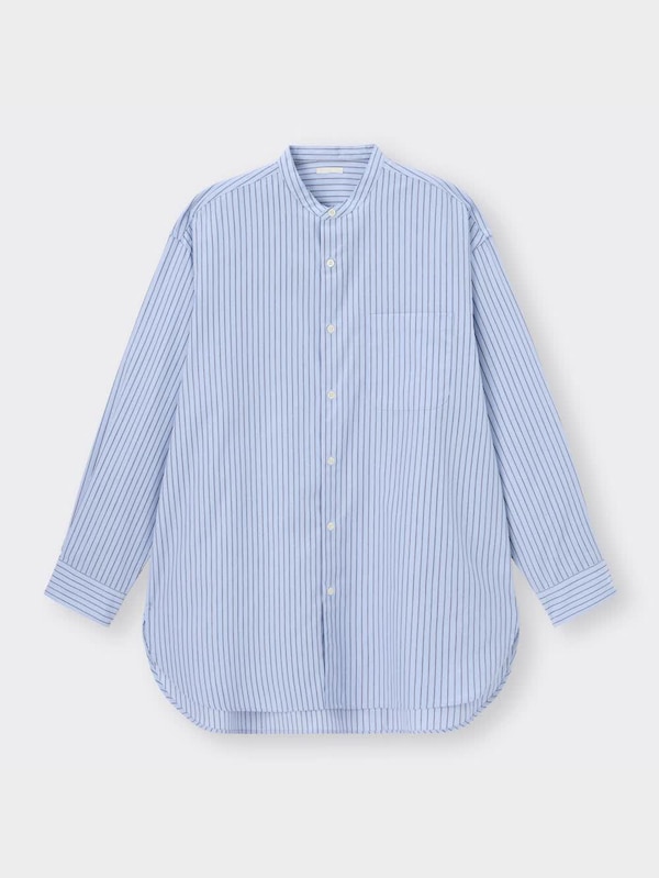 バンドカラーロングシャツ(長袖)(ストライプ)SW+E