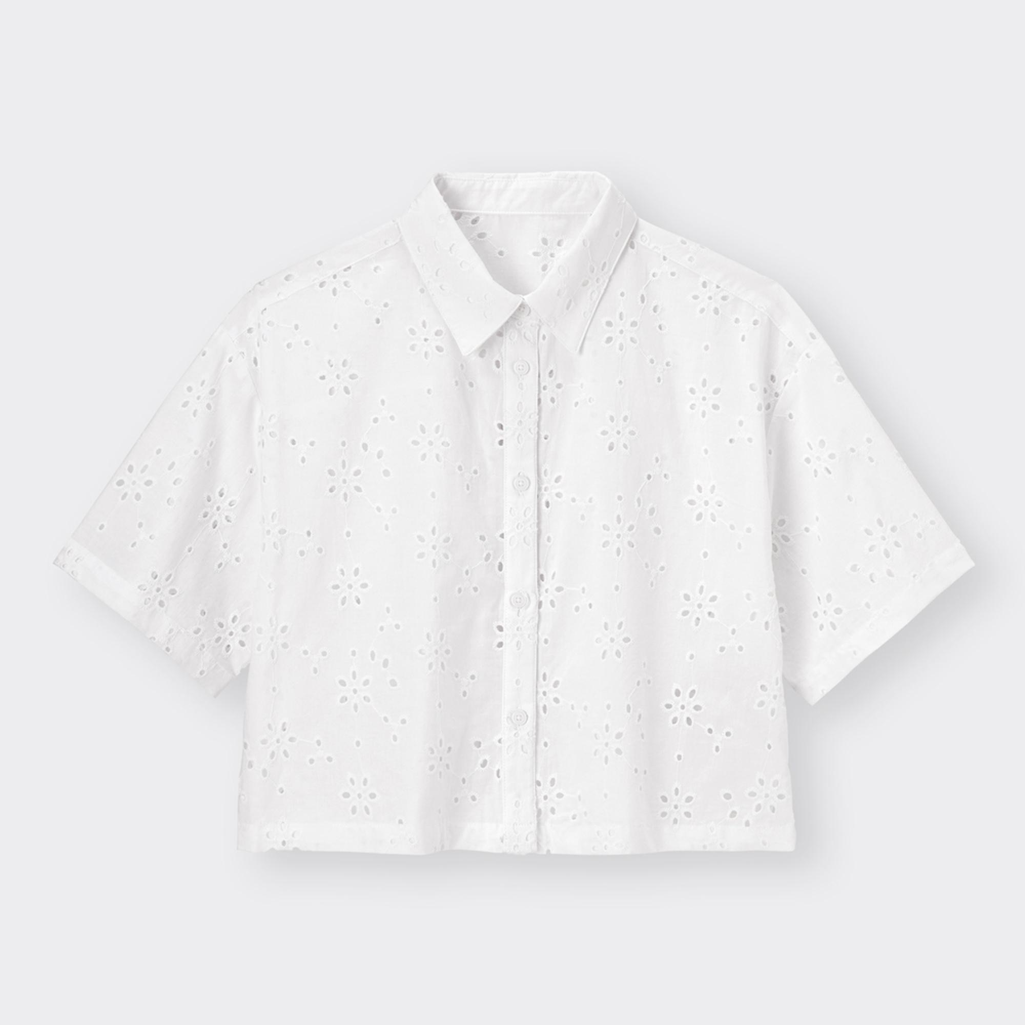 コットンレースクロップドシャツ(5分袖)+E