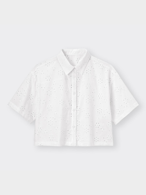 コットンレースクロップドシャツ(5分袖)+E