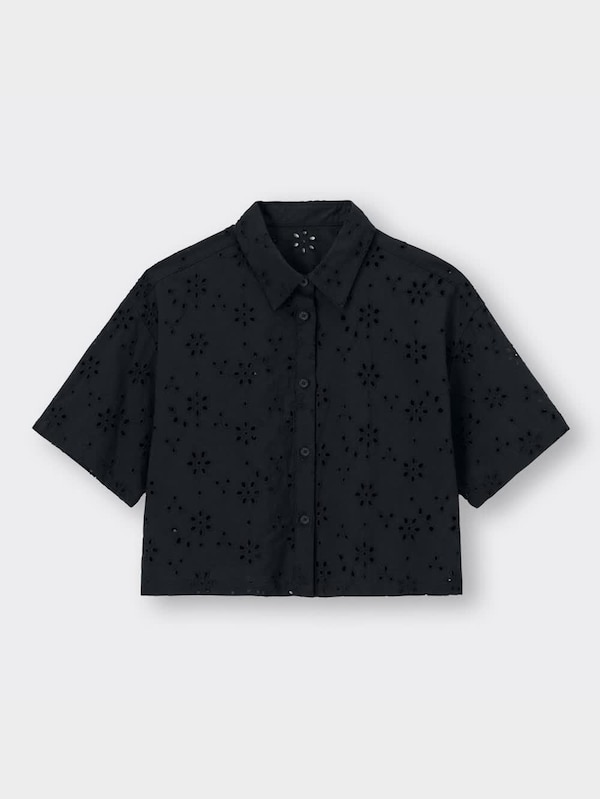 コットンレースクロップドシャツ(5分袖)+E