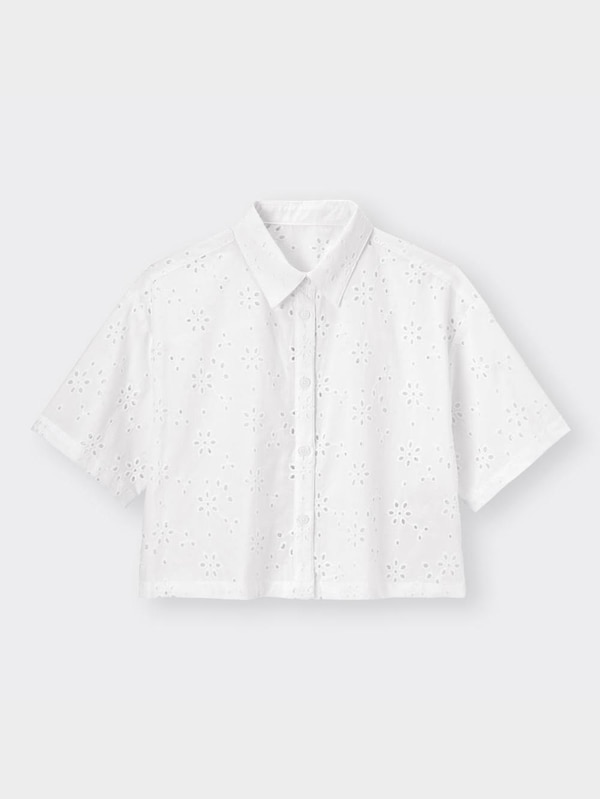 コットンレースクロップドシャツ(5分袖)+E