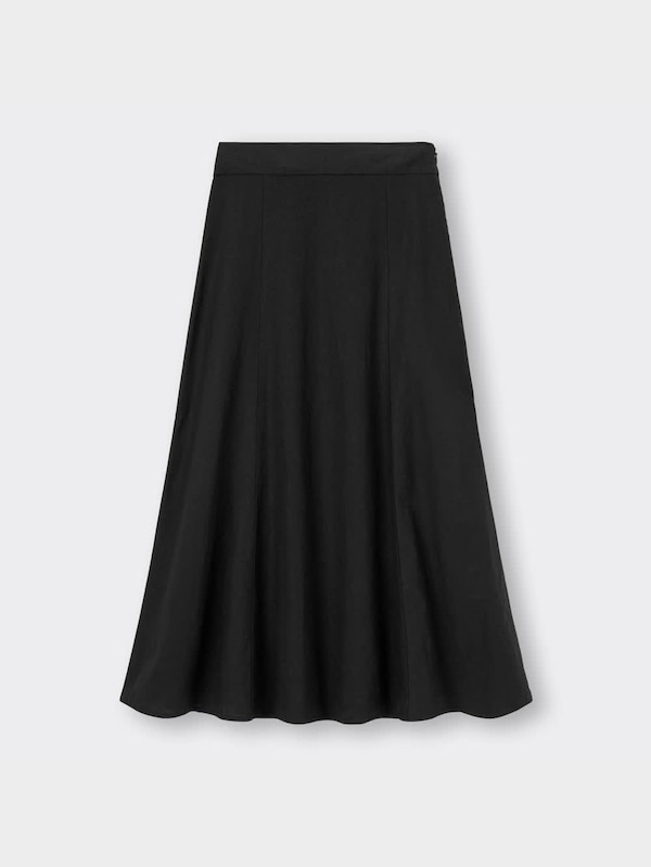 リネンブレンドフレアロングス��カート(セットアップ可能)