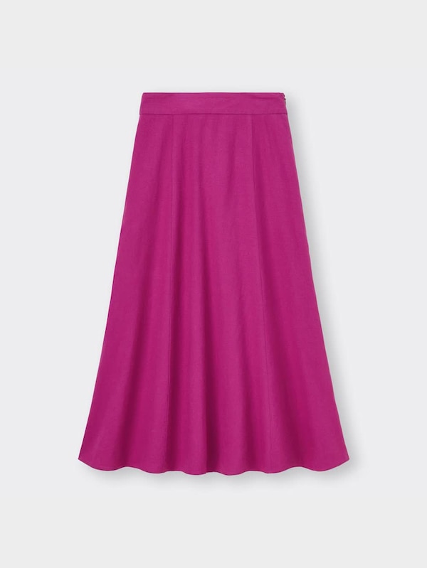 リネンブレンドフレアロングスカート(セットアップ可能)