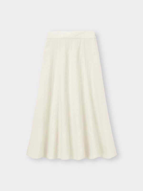 リネンブレンドフレアロングスカート(セットアップ可能)