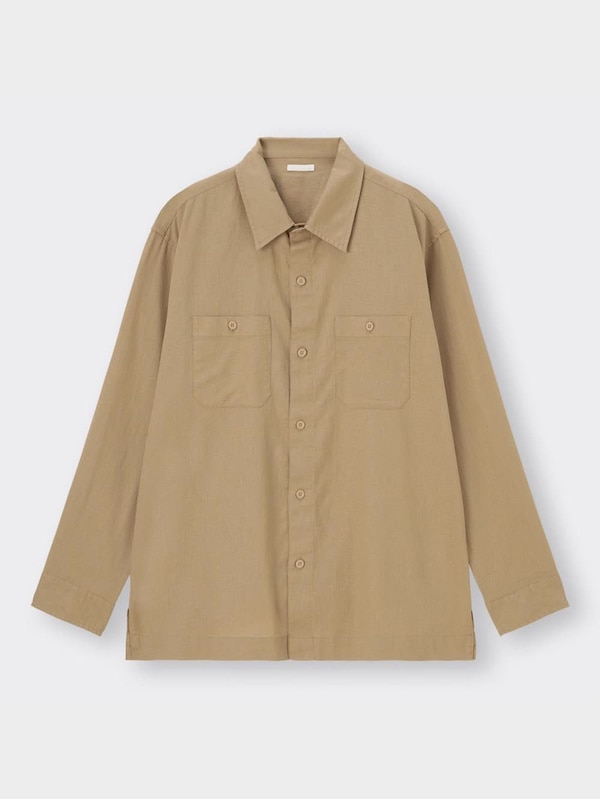 リネンブレンドワークシャツ(長袖)+E