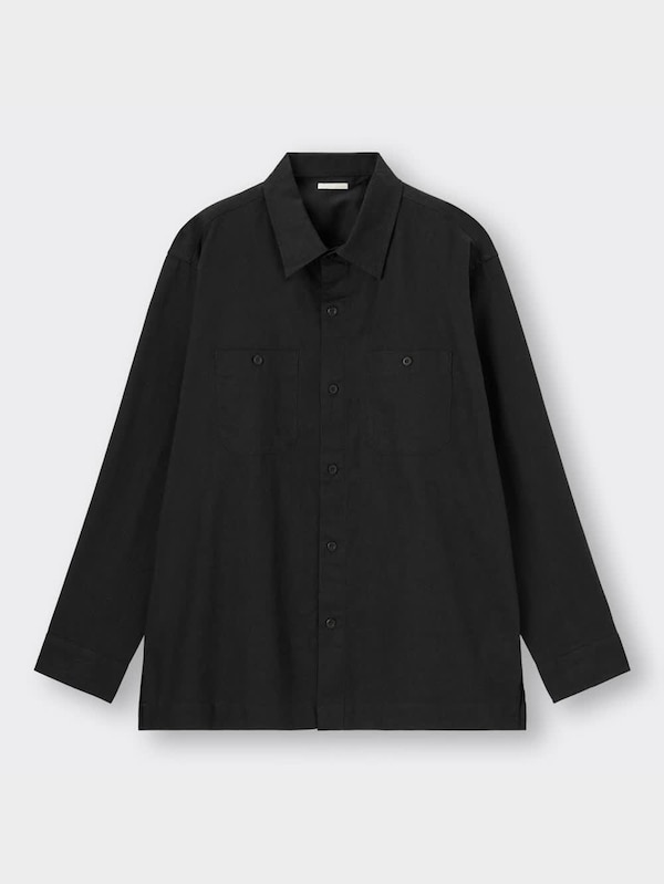 リネンブレンドワークシャツ(長袖)+E