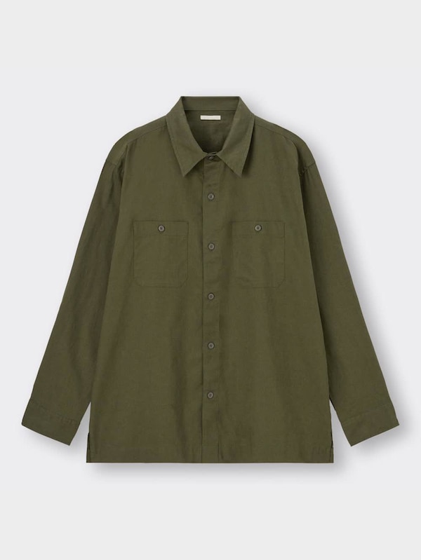 リネンブレンドワークシャツ(長袖)+E