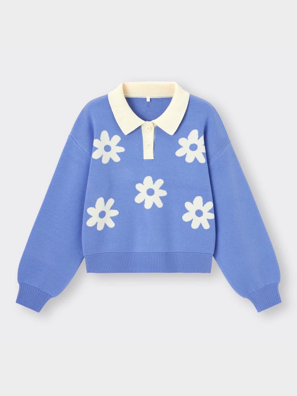 GU公式 | GIRLSクロップドカラーセーター(長袖)(フラワー)JR+E