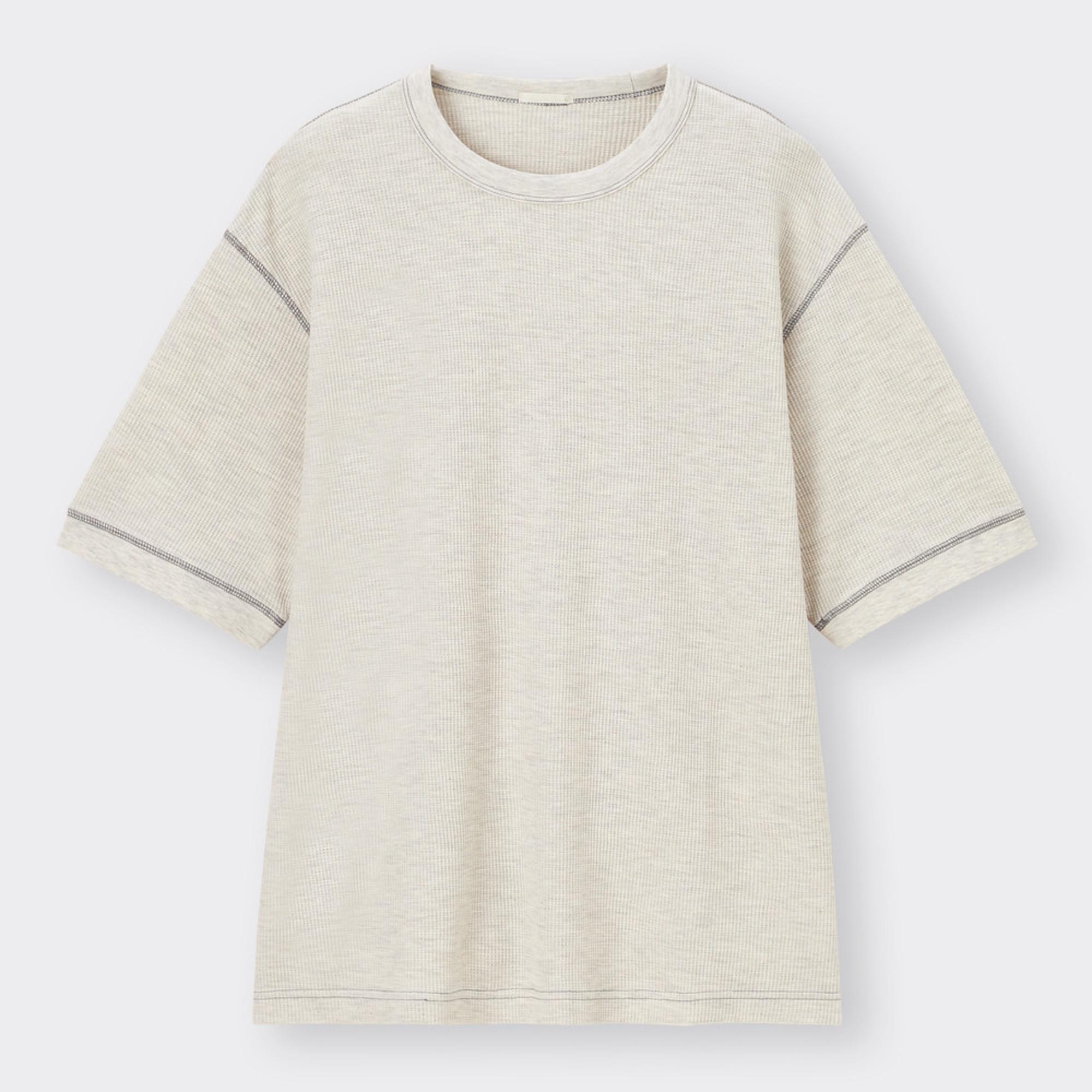 ワッフルT(5分袖)(ステッチ)