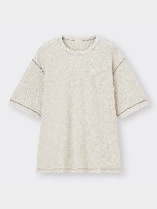 ワッフルT(5分袖)(ステッチ)