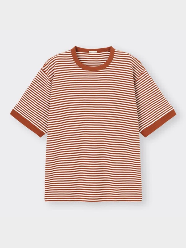 ワッフルT(5分袖)(ボーダー)