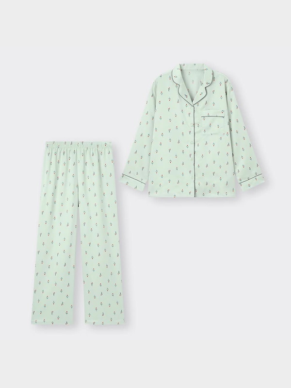 サテンパジャマ(長袖&ロングパンツ)(チューリップ)+X