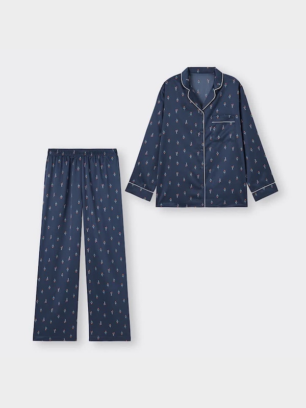 サテンパジャマ(長袖&ロングパンツ)(チューリップ)+X