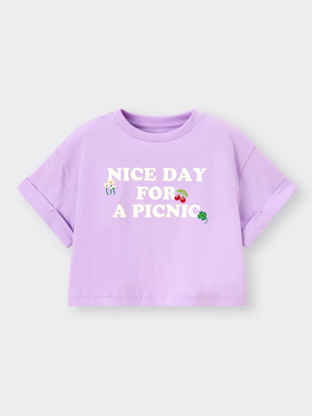 ソラフル様  20袋目 GU公式 | GIRLSクロップドグラフィックT(半袖)(ロゴモチーフ)