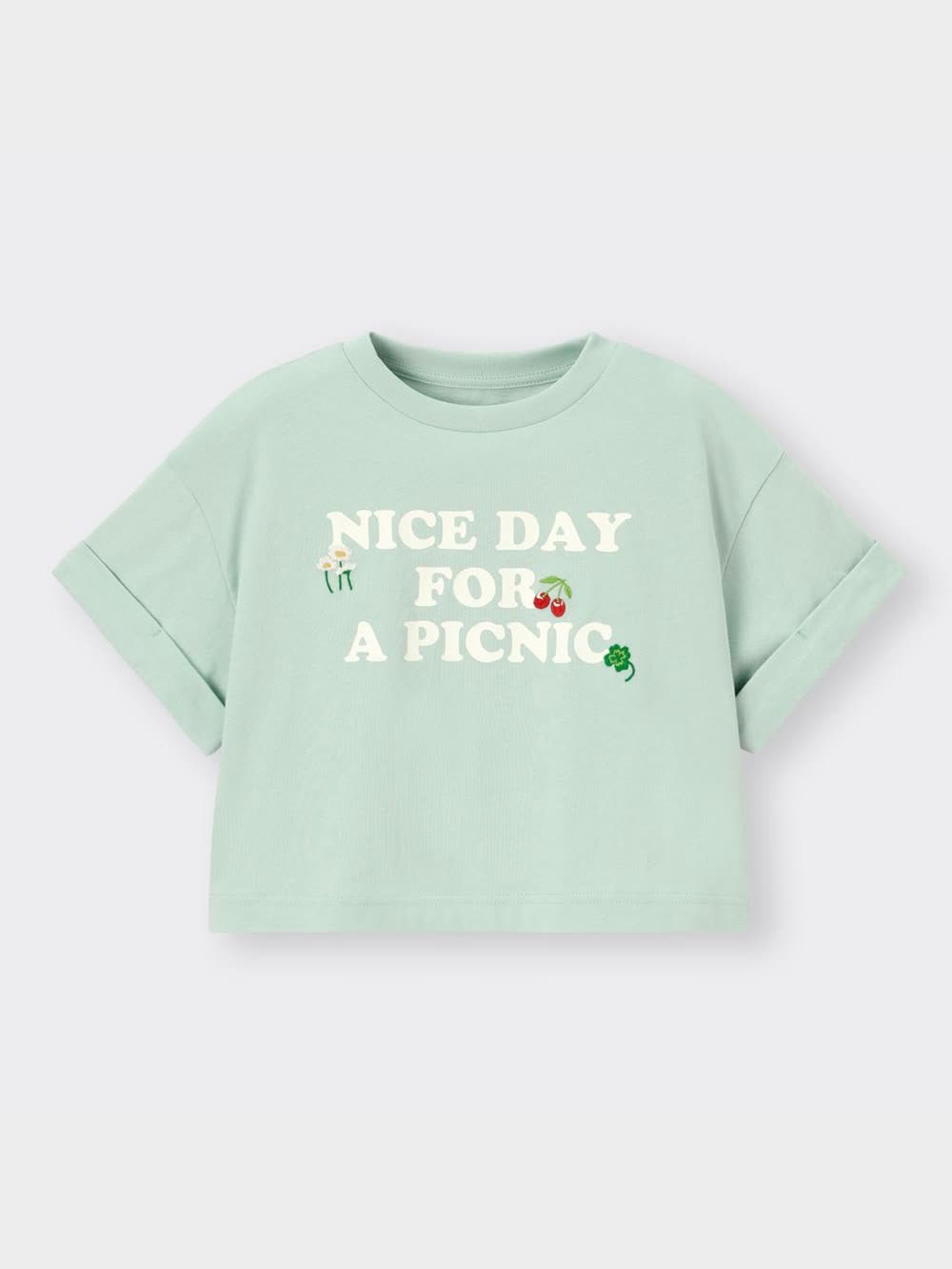 ソラフル様  20袋目 GU公式 | GIRLSクロップドグラフィックT(半袖)(ロゴモチーフ)