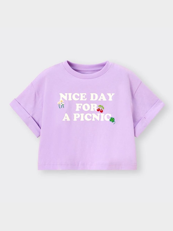 GIRLSクロップドグラフィックT(半袖)(ロゴモチーフ)