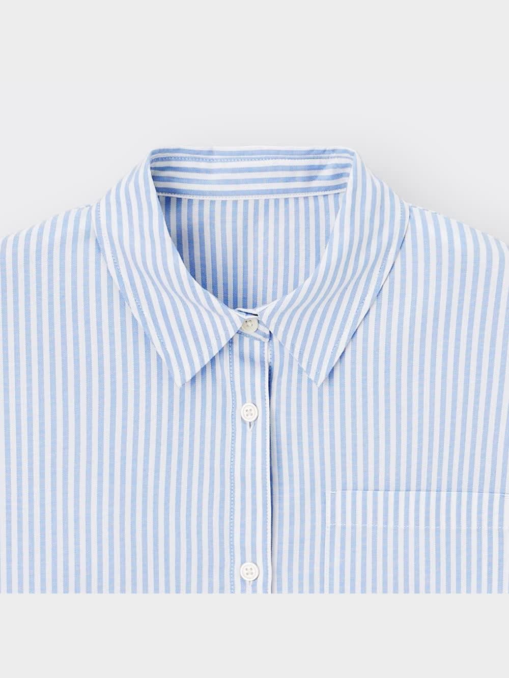 GU公式 | GIRLSクロップドストライプシャツ(長袖)JR+E