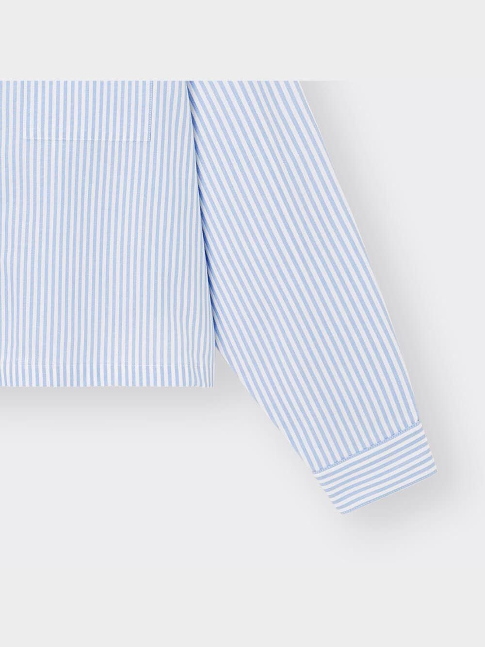 GU公式 | GIRLSクロップドストライプシャツ(長袖)JR+E