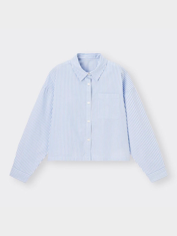 GIRLSクロップドストライプシャツ(長袖)JR+E
