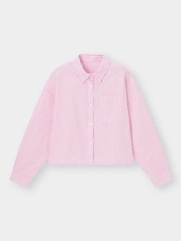 GIRLSクロップドストライプシャツ(長袖)JR+E