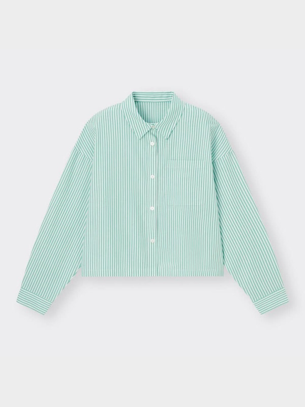 GIRLSクロップドストライプシャツ(長袖)JR+E