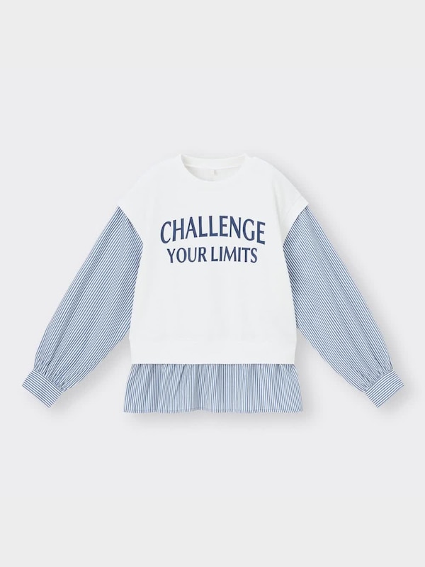 GIRLSベストレイヤードプルオーバー(長袖)(ロゴ)JR+E