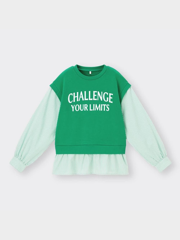 GIRLSベストレイヤードプルオーバー(長袖)(ロゴ)JR+E