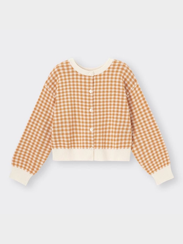 2WAYクロップドカーディガン(長袖)(チェック)(セットアップ可能)