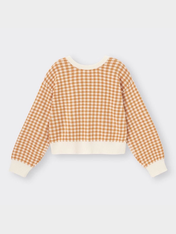 2WAYクロップドカーディガン(長袖)(チェック)(セットアップ可能)