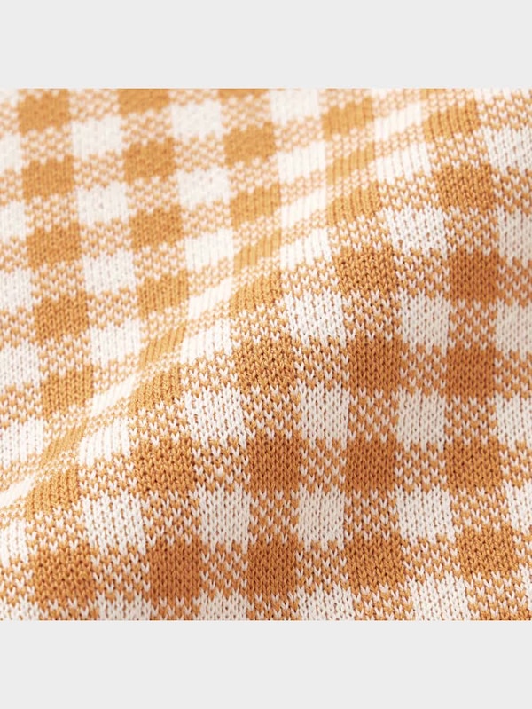 2WAYクロップドカーディガン(長袖)(チェック)(セットアップ可能)