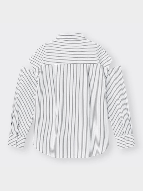 2WAYストライプオーバーサイズシャツ(長袖)YT+E
