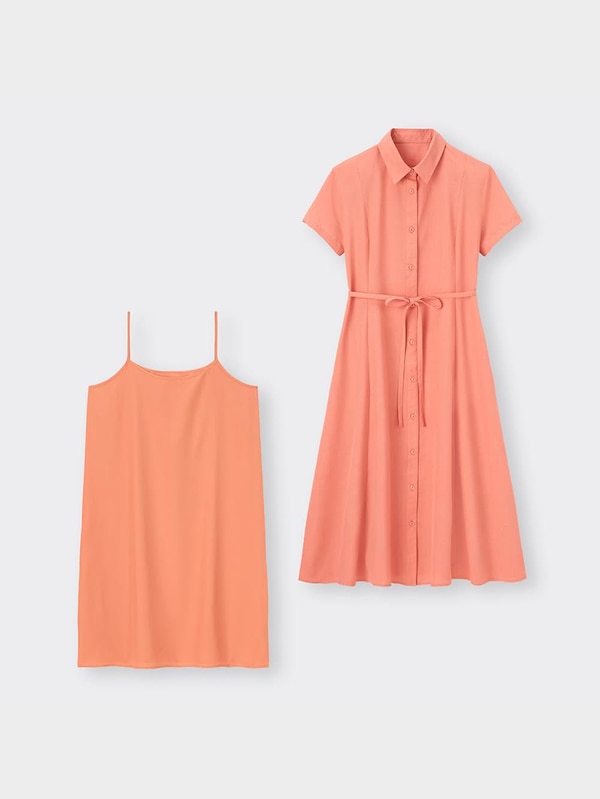 Aラインシャツワンピース(半袖)Z+E