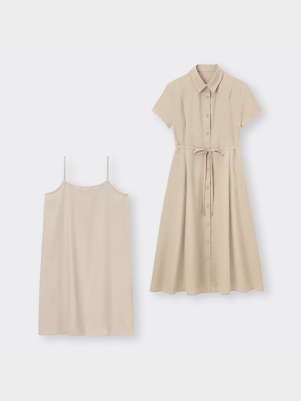 Aラインシャツワンピース(半袖)Z+E