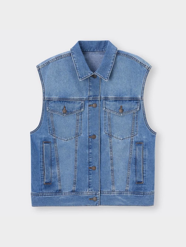 デニムオーバーサイズスリーブレスジャケットYT+E