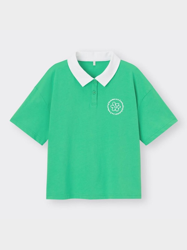 GIRLSビッグバイカラーポロシャツ(半袖)JR+E