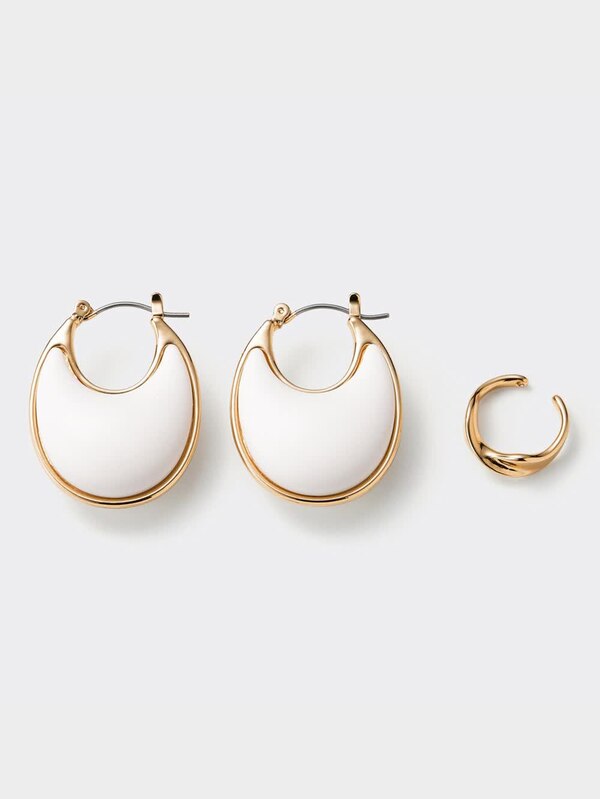 ムーンパフピアス&イヤーカフセット