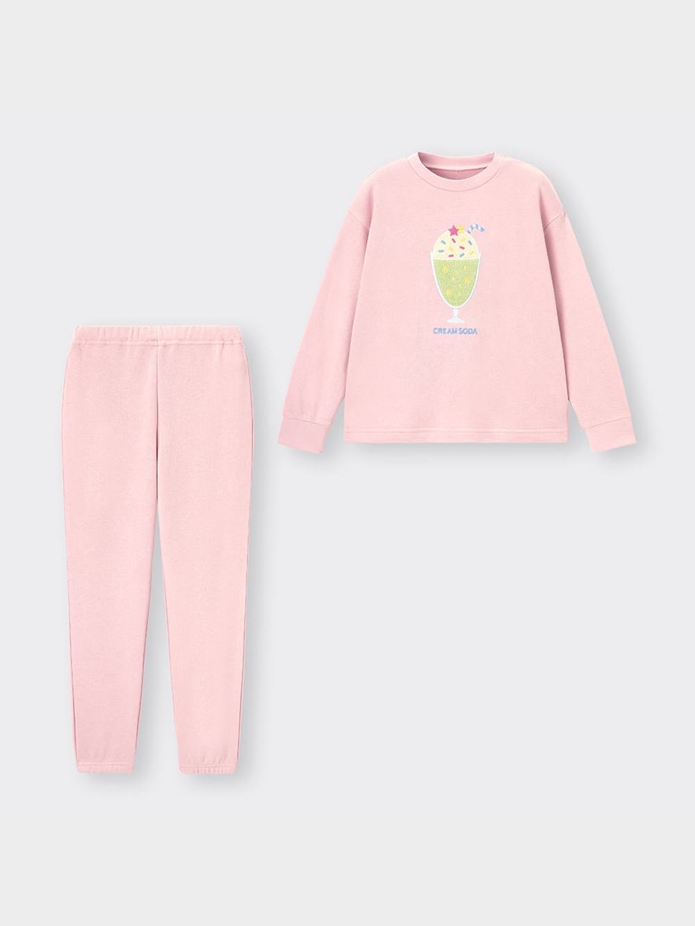 GU公式 | GIRLSソフトスウェットラウンジセット(長袖)(クリームソーダ)