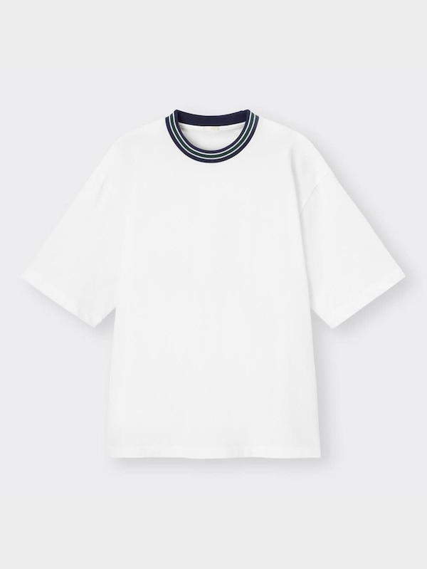 オーバーサイズT(5分袖)(リブライン)